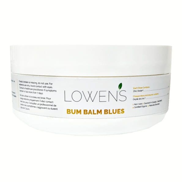 Bum Balm Blues - Intensive care for rash BY LOWENS.CA #diaperrash #bumbalm #skinbalm #babybalm #allnatural #canadiangreenbeauty